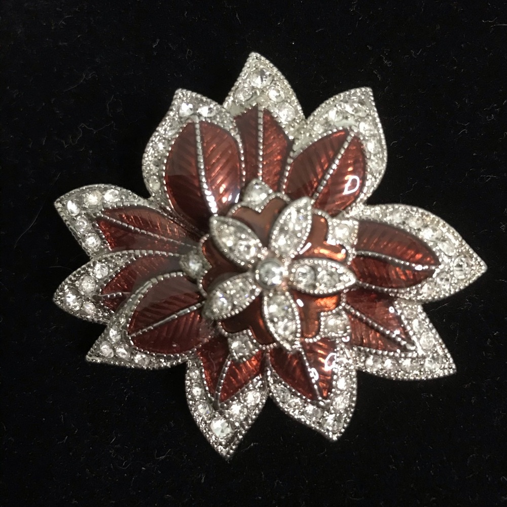 Vintage Monet Enamel & Rhinestone Brooch